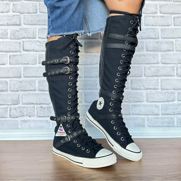 ⭐Converse Chuck Taylor XXHi Leather Straps 7.5 Mens Sneakers Boots Black A16600C - Picture 2 of 9